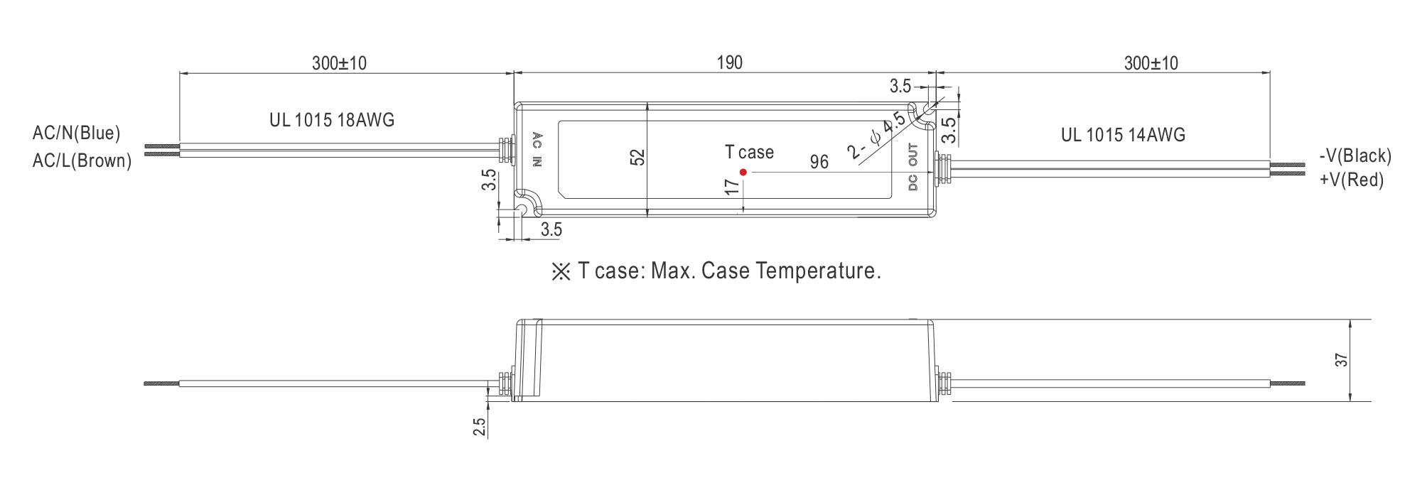 防水 IP67 塑料 LED 驱动器交流 110v/220v 到恒定直流输出 100W 电源